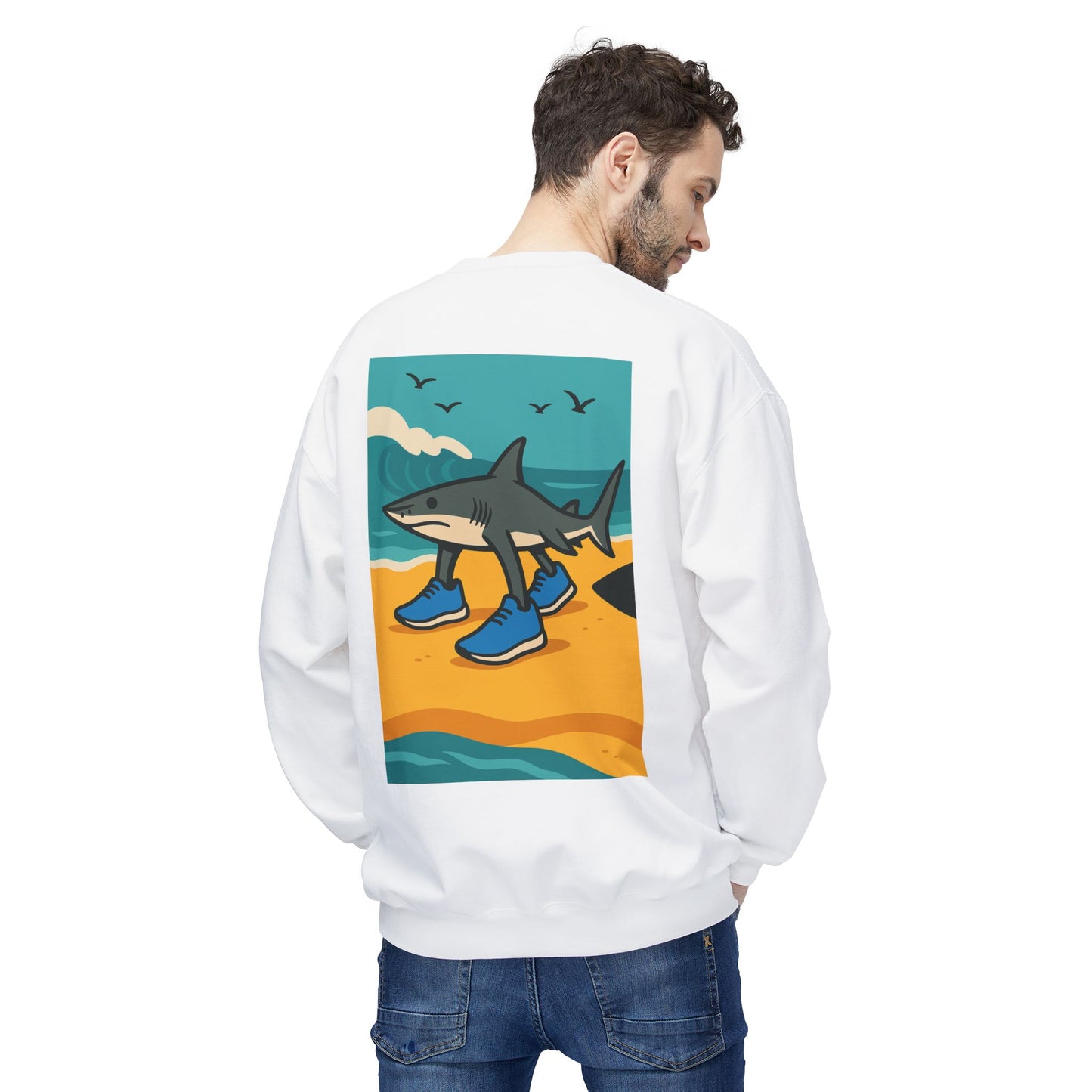 Tralalero Tralala: Rekin na Fali – Bluza dla Fanów Oceanu | Miękki Crewneck Unisex z Plażowym Vibe'em